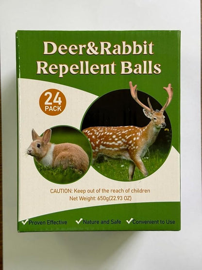24 Pack Deer & Rabbit Repellent Balls for Outdoor Use, Long-Lasting Scent Deterrent, Helps Protect Plants, Garden, Lawn & Yard from Browsing Animals