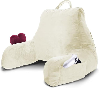 Nestl Reading Pillow for Kids & Teens with Shredded Memory Foam, Backrest Pillows for Reading, Watching, and Gaming, Use on The Couch, Bed, or Floor, Adjustable Support with Washable Cover Off White