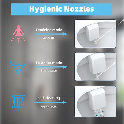 Hibbent Bidet Attachment for Toilet, Hot and Cold Water Spray Non-Electric Dual