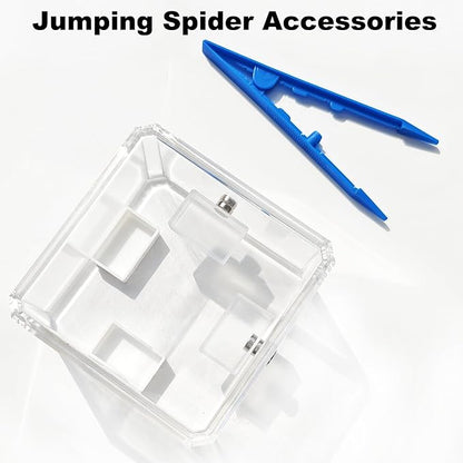 10 Pcs Jumping Spider Enclosure Kit, Magnetic Jumping Spider Feeding Dish, Mini Tarantula Water Dish, Tiny Reptile Feeding Tongs, Jumping Spider Accessories for Spoods and Other Small Pets
