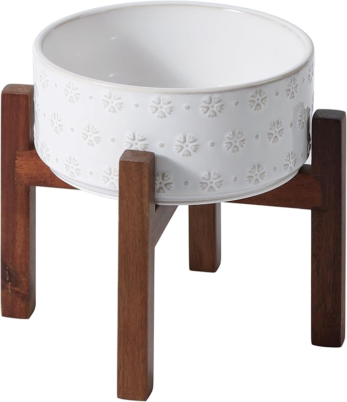 7.3inch Ceramic Raised Dog Bowl Set, Elevated