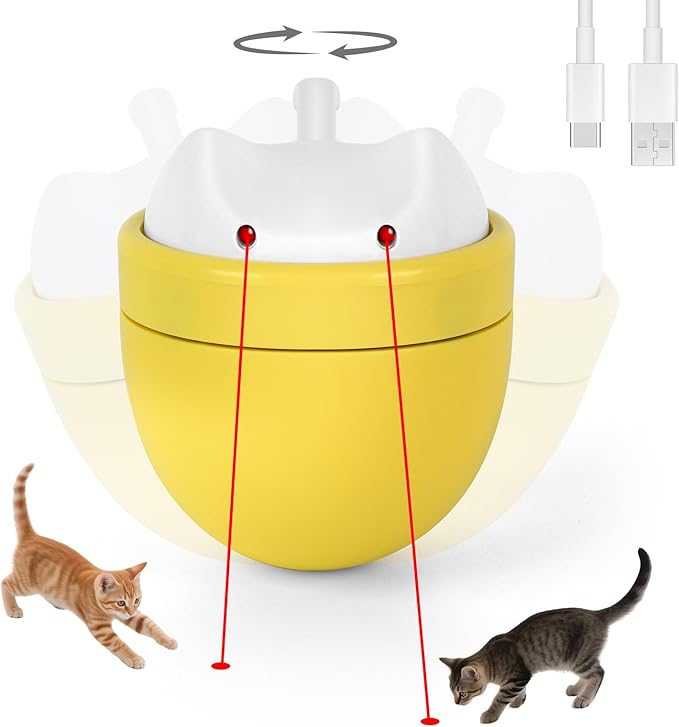 Cat Laser Toy Automatic with Dual Beams, Quiet 35–38dB Rotation, Wobble Base & 3 Modes –– Interactive Laser Automatic Cat Toy for Indoor Cats and Kittens Fun Play