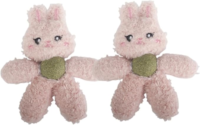 Cat Toys with Catnip Kitten Chew Bite Supplies Boredom Relief Fluffy Kitty Teeth Cleaning Chewing Cat Lovers Interactive Plush Gift (Rabbit&Rabbit)