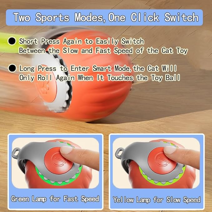 2 Pack Automatic Moving Dog Toy Ball,Smart Interactive Cat Toy Ball with Tail&Interactive Sensor,(Orange & Blue)