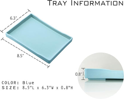 Small Blue Mini Serving Tray (8.5 x 6.3 inch) for Serving Accessory, Spa, Coffee, Drinks, Wine, Tea, Bar, Party, Seasoning, Perfume or Display Use.