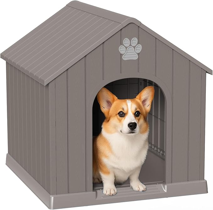DRATO Dog House Resin Outdoor Dog Kennel - Weatherproof Small Dog House for Indoor Use