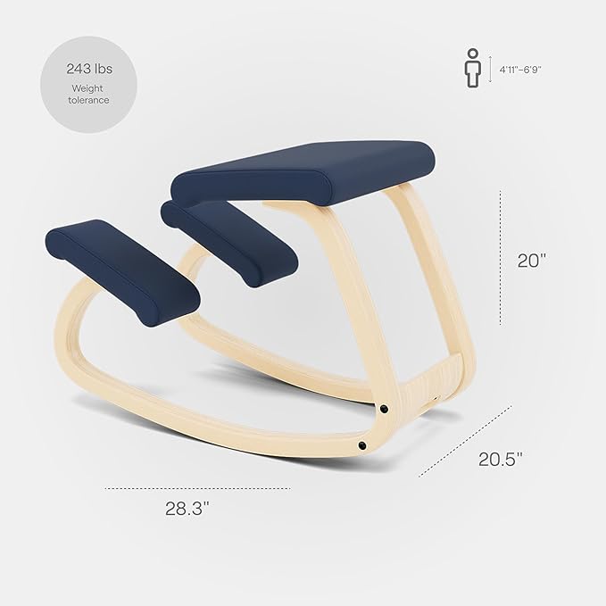 Varier Variable Natural/Blue Ergonomic Office Kneeling Chair – Active Sitting, Rocking Seat for Home, Study & Posture Support – 10 Year Quality Guarantee