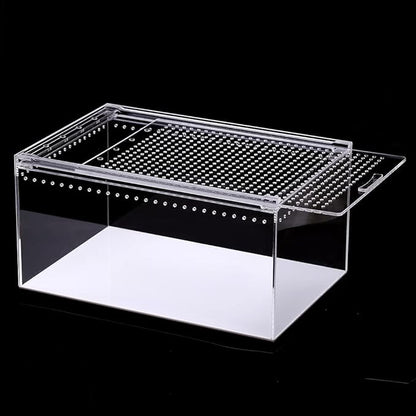 NANEEZOO Magnetic Large Enclosure 2.5 Gallon 12 x 8 x 6 Inch Reptile Breeding Box Terrarium Cage for Insect Tarantulas Amphibians Caterpillars Snail Clear Reptile Feeding Box