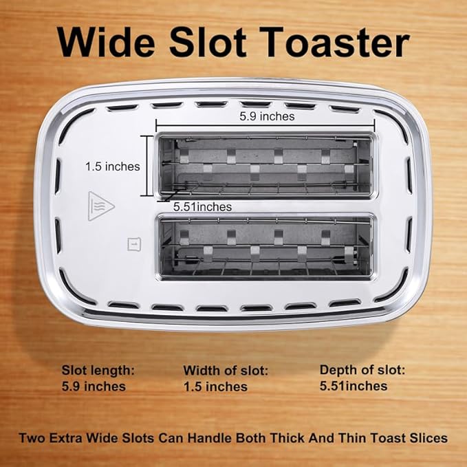 Smart Touch Screen Toaster 2 Slice, KETIAN Automatic Digital Stainless Steel