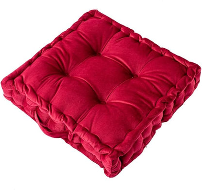 cuyfomr Floor Pillow, Square Floor Seating Pillow Cushion with Handle Thicken Portable Velvet Floor Pillow Cushion for Yoga Living Room Bedroom Home Decor (red,16.5×16.5×3.54in)