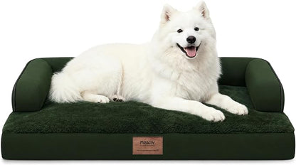 Orthopedic XL Dog Bed with Bolster for Extra Large Size Dogs | Pillow Support for Neck Relief, Egg Crate Foam, Skin-Friendly Surface, Waterproof Liner, Anti-Slip Bottom, 42 x 30 Inch