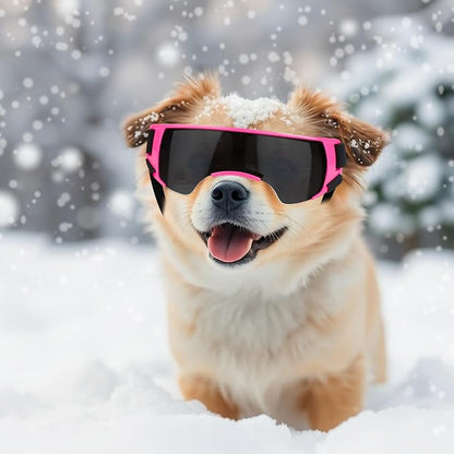 Dog Goggles Sunglasses Small to Medium Breed, Anti-Fog UV400 Lens Puppy Sunglasses, Adjustable Lightweight Doggie Goggles for UV, Wind, Snow, Dust Protection, Pink