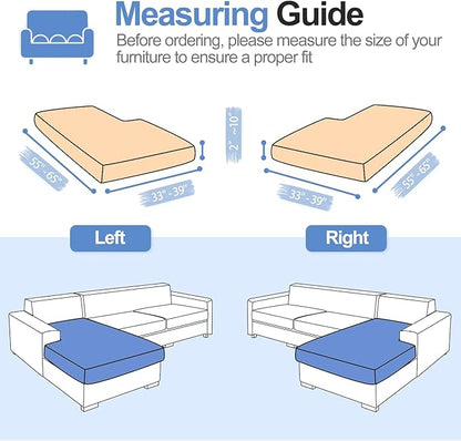 Sectional Couch Covers for L Shaped Sectional Sofa (Left or Right Facing) – Softer Chenille Sofa Covers Washable, Non-Slip Stretch Chaise Slipcover (Only 1PC Chaise Cushion Cover, Khaki)