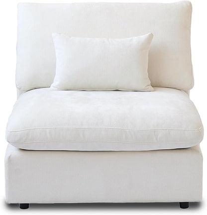 WJShome Modern Middle Module Couch for Living Room, Cushion Covers Removable, Minimalist Comfy Breathable Sofa,White