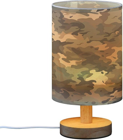 Green Vintage Camouflage LED Table Lamp for Bedroom Bedside Lamp with USB Charging Ports Decor Nightstand for Living Room Reading Dorm Desk Home Office