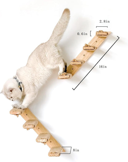 2 Pack 4 Steps Cat Wall Shelves Cat Stairs for Wall with Sisal Rope.Cat Wall Steps/Ladder Furniture ＆ cat Tree Supplies(Catstairs 2Pack-4Steps)