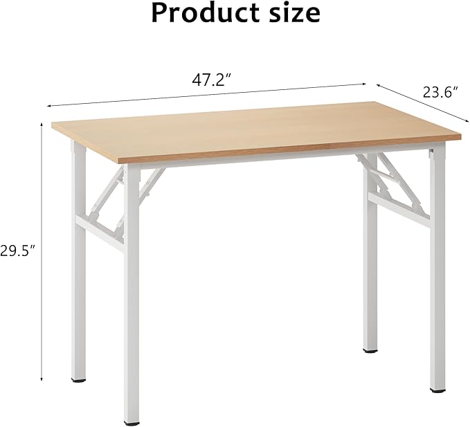 Need Office Computer Desk - 47.2L Sturdy and Heavy Duty Folding Laptop Table,Writing Table/Home Office Desk/Sewing Table,No Assembly Required,Pink Oak&White AC5AW (120 * 60)