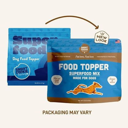 Smart Cookie Natural Dog Food Topper - Superfood - Salmon Dog Meal Mixer for All Ages - Food Topper for Picky Eaters and Boosting Nutrition - Non GMO, Made in The USA - 15 oz Bag (30 Day Supply)