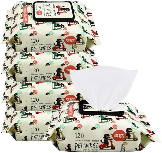 Pet Waste Bags and Wet Wipes Bundle, 270 Biodegradable Bags, 120 Aloe Vera Wipes