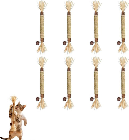 8 Pcs Puriq Natural Silvervine Dental Sticks,Silvervine Sticks for Cats, Interactive Cat Chew Stick for Teeth Cleaning, Scratch & Bite Resistant, for Indoor Kitty Fresh Breath