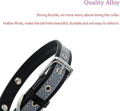 Yonsbox Personalized Reflective Dog & Cat Collar with Silent ID Tag, Custom Engraved Pet Name & Phone Number, Ultra Soft Microfiber, No-Jingle Safety Collar for Small Medium Large Dogs