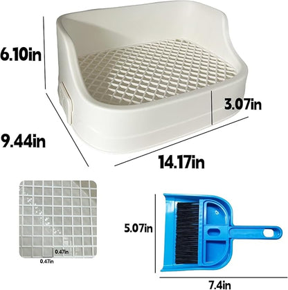 Tfwadmx Rabbit Litter Box Bunny Potty Training Litter Boxes Guinea Pig Corner Bedding Box Small Animal Toilet for Ferret,Chinchilla,Galesaur(White)