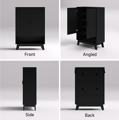 4-Tier Fluted Shoe Cabinet