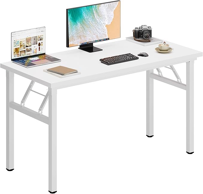 DlandHome 47 inches Folding Table Computer Desk Portable Activity Table Conference Table Home Office Desk, Fully Assembled White DND-ND5-120WW