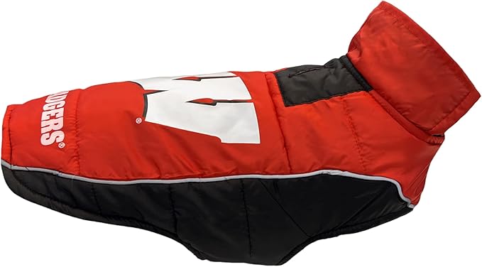 Pets First Collegiate Wisconsin Badgers Puffer Vest for Dogs & Cats. Size Small. Warm, Cozy, and Waterproof Dog Coat, for Small and Large Dogs/Cats.