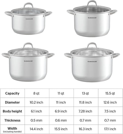 SUNHOUSE Stainless Steel Stock Pot