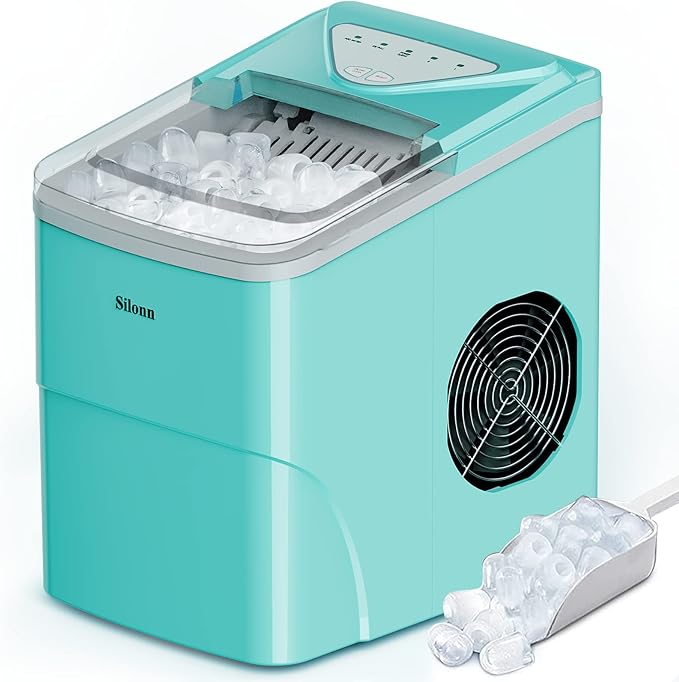 Silonn Ice Makers Countertop, 9 Cubes Ready in 6 Mins, 26lbs in 24Hrs,