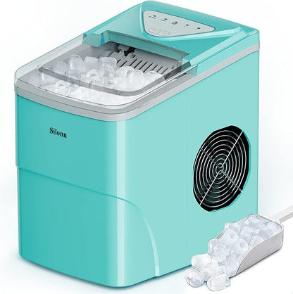 Silonn Ice Makers Countertop, 9 Cubes Ready in 6 Mins, 26lbs in 24Hrs,