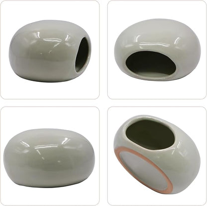 Saim Aquarium Ceramic Cave Decorations, Betta Fish Tank Accessories for Shrimp Cichlid Hiding Breeding Small Fish Bowl Hide Toys Hideout House - Light Green