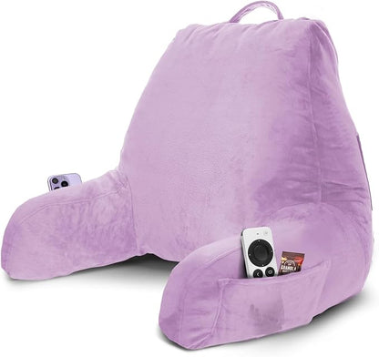Nestl Reading Pillow with Shredded Memory Foam, Designed for Sitting Up in Bed and Couch, Back and Arms Adjustable Support for Adult & Teens Backrest Pillows for Reading, with Washable Cover Lavender