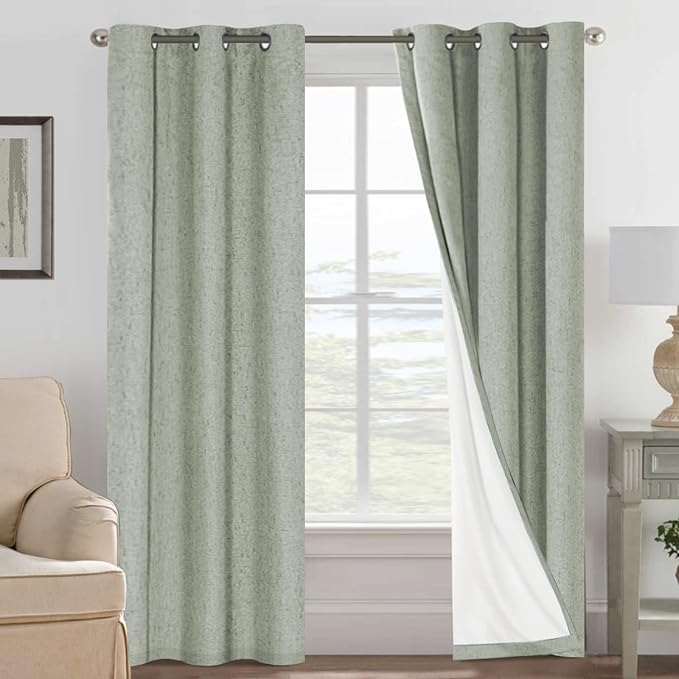 H.VERSAILTEX Primitive Linen Curtains 100% Blackout Curtain Drapes Burlap