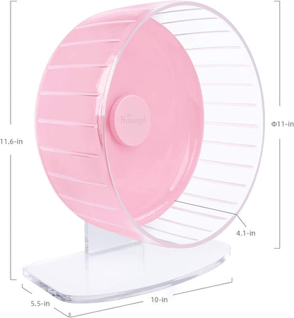 Niteangel Super-Silent Hamster Exercise Wheels: - Quiet Spinner Hamster Running Wheels with Adjustable Stand for Hamsters Gerbils Mice Or Other Small Animals (L, Pink)