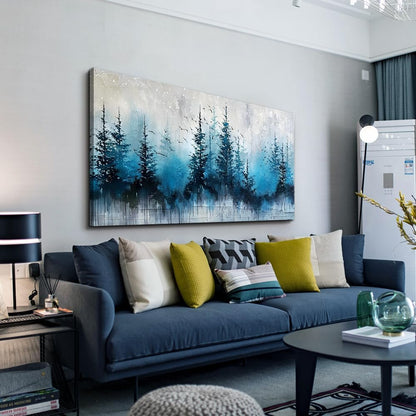 hyidecorart Large Wall Decor For Office Framed Wall Art For Living Room Scenery Abstract Wall Painting Bedroom Decoration Misty Forest Trees Pictures Artwork Canvas Prints Home Room Decor 60"X30"