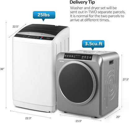 ROVSUN 3.5CuFt Portable Clothes Dryer and 25LBS Full-Automatic Washing Machine