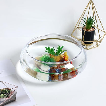 Toddmomy Transparent Aquarium Tank 9.52 Inch Desktop Betta Fish Bowl for Home and Office Decor with Hydroponic Plants and Aquatic Pets Display