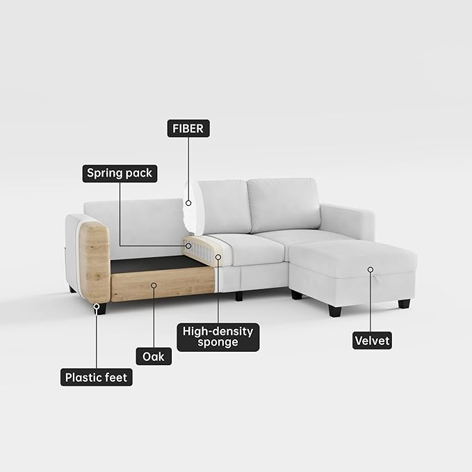 Youmumeub 79''Sectional Couch Couches for Living Room - L-Shaped 4-Seater Deep Sectional Sofa,Removable Covers,Suitable for The Living Room, Apartment or Office-White