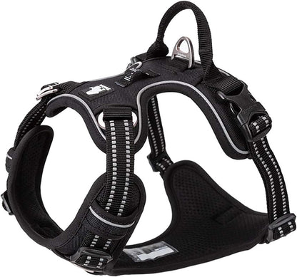 TRUE LOVE Dog Harness No Pull Nylon Reflective Pet Harness Adjustable Comfortable Control Step-in Brilliant Colors Truelove TLH56512 XL Black