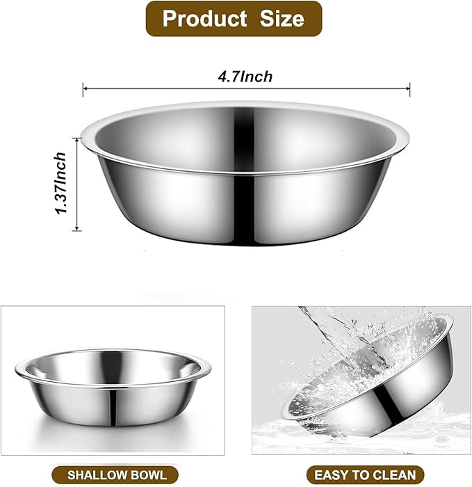 Stainless Steel Raised Cat Food Bowl for 3 Bowls, 4.7-Inch Replaceable Cat Bowl, 3 Pack （Only fit 4.7 inch 3 Bowls）