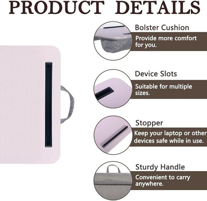 Portable Laptop Desk Fits Up to 16“ Laptops, with Tablet Slot, Built-in Cushion, Great for Home & Office,Lap Desk for Laptop,Lap Desk with Cushion (Grey Violet, Medium)