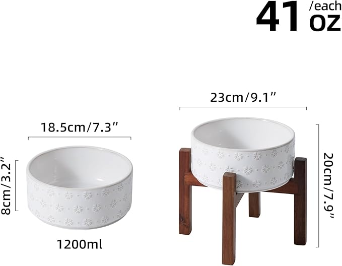 7.3inch Ceramic Raised Dog Bowl Set, Elevated