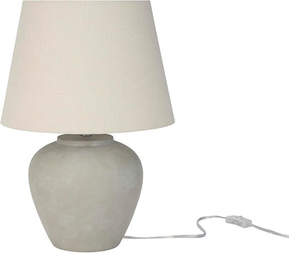 Nourison Home 20" Sand (Light Beige) Ceramic Pot Table Lamp for Bedroom, Living Room, Console, Entryway