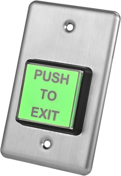 Push to Exit Button Big Square Press Button Green LED Indicator Stainless Steel