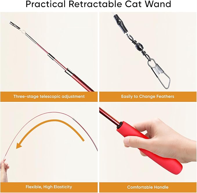 Cat Toys for Indoor Cats, 13 Packs Interactive Cat Wand Toy Set with Feather Toys & Teasers, Fun Cat Toys for Exercise, Playtime and Boredom Relief