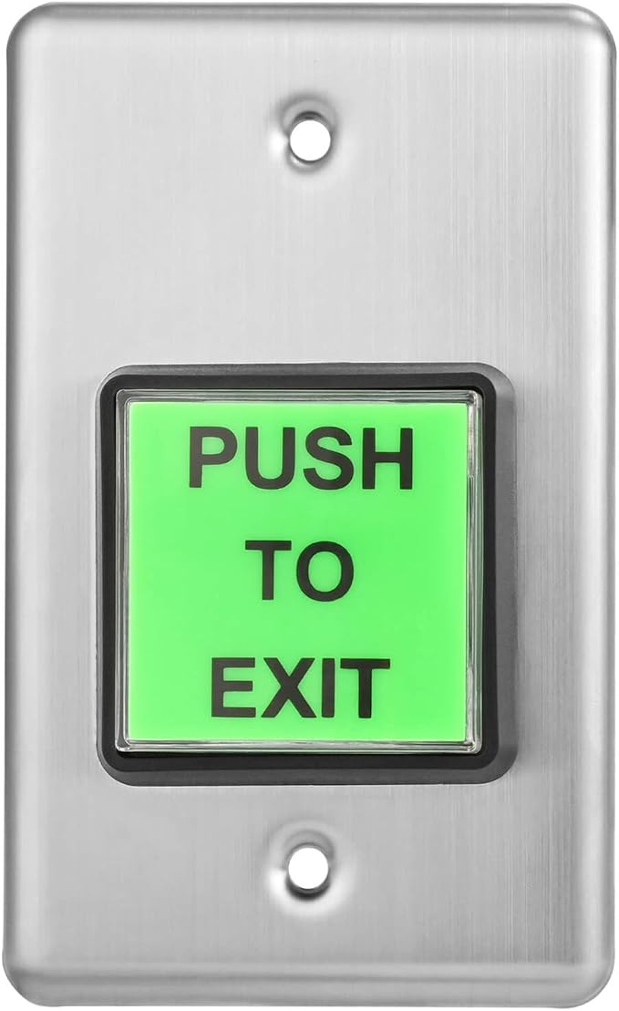 Push to Exit Button Big Square Press Button Green LED Indicator Stainless Steel