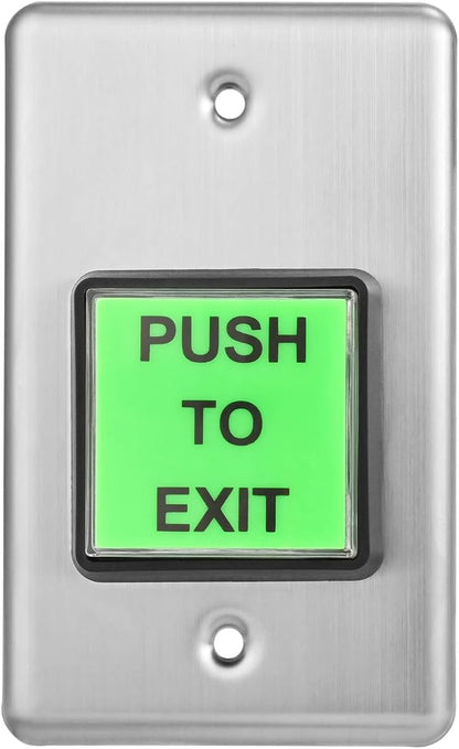Push to Exit Button Big Square Press Button Green LED Indicator Stainless Steel