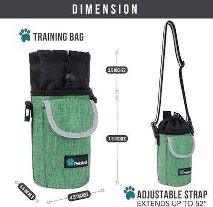 PetAmi Dog Treat Pouch, Large Pet Training Treat Pouch with Pocket, Dog Trainer Essentials Supply Holder with Poop Bag Dispenser, Training Bag for Kibbles Toys, 3 Ways to Wear (Green)